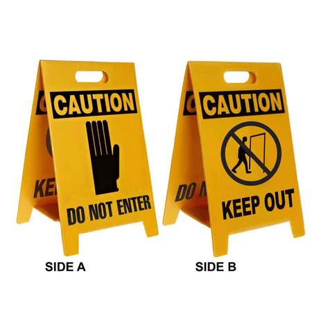 BRADY Floor Stand Sign, 20" H, 12" W, Plastic, Rectangle, English, 92286 92286