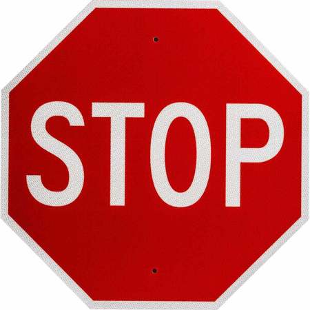 BRADY Stop Sign, 24" W, 24" H, English, Aluminum, Red, Sign Mounting Style: Post Mounting 95044