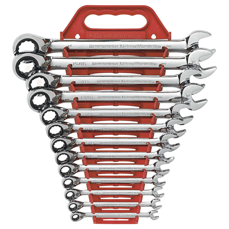GEARWRENCH 13 Piece 72-Tooth 12 Point Reversible Ratcheting Combination SAE Wrench Set 9509N