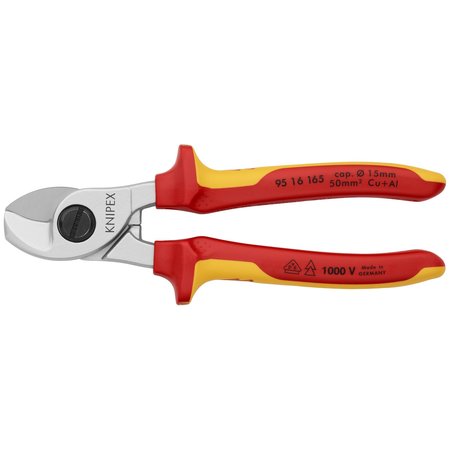 KNIPEX Cable Shears, 6 1/2", 1000V Insulated 95 16 165