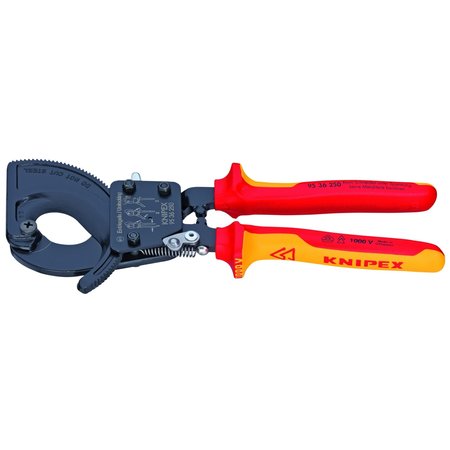 KNIPEX 10" Cable Cutter, Ratchet Action, Insulated 95 36 250