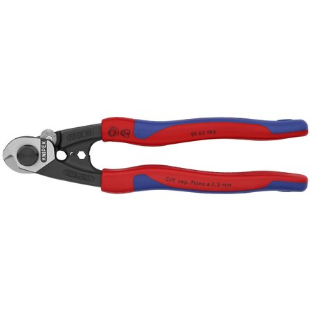 KNIPEX Wire Rope Shears, 7 1/2" Wire Rope Shear 95 62 190