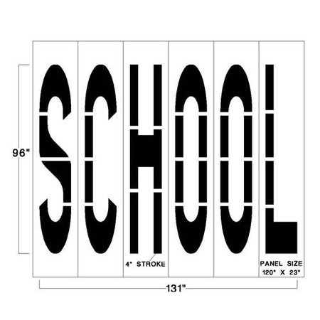 NEWSTRIPE Stencil, 96", Federal SCHOOL, 1/8" 10004266