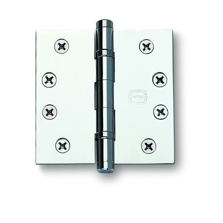 OMNIA Square Ball Bearing Hinge with Button Tips Bright Chrome 4"x4" 985BB/4BTN.26