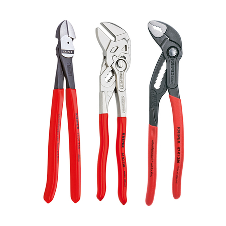 KNIPEX 3 Pc 10" Pliers Set (87 01 250, 86 03 250, 74 01 250) 9K 00 80 117 US