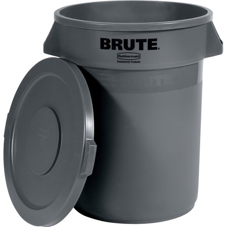 Rubbermaid Commercial 44 gal Round Trash Can, Gray, Plastic RUB344CGR