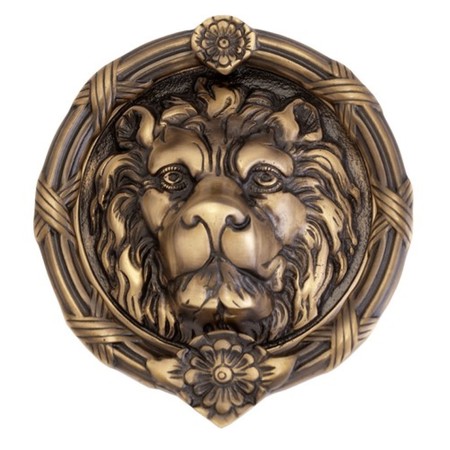 BRASS ACCENTS Leo Lion Door Knocker 8-3/8" Antique Bra A07-K5100-609