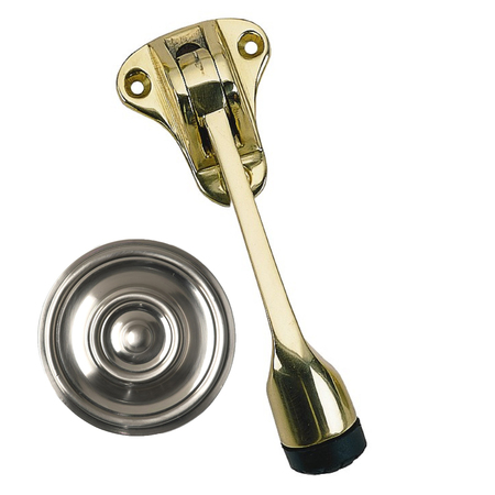 BRASS ACCENTS LOCKING FLOOR DOOR STOP 5-1/4", SATIN NI A07-S8850-619