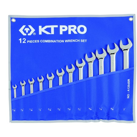 KT PRO TOOLS Combination Wrench Set, SAE 12 Piece A1204SR