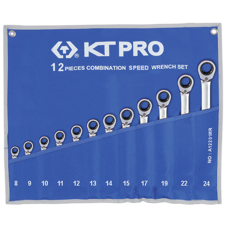 KT PRO TOOLS Combination Speed Wrench Set, Metric 12 Piece A12201MR