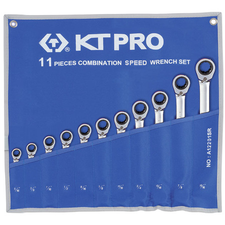 KT PRO TOOLS Combination Speed Wrench Set, SAE 11 Piece A12201SR