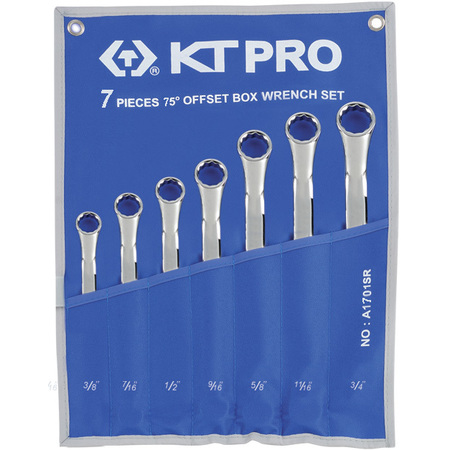 KT PRO TOOLS Offset (75 Degree) Box Wrench Set, 7 Piece A1701SR