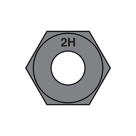 Zoro Select Hex Nut, 3/4"-10, Steel, Grade 2H, Plain, 125 PK 75A1942H