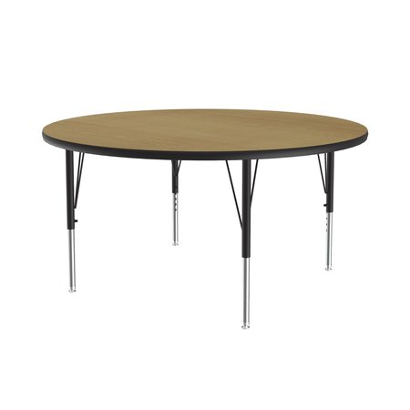 Correll Round Adjustable Height Activity Kids School Table, 48" X 48" X 19" to 29", Fusion Maple A48-RND-16