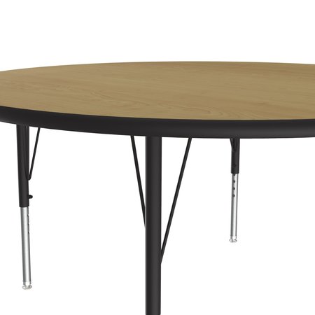 Correll Round Adjustable Height Activity Kids School Table, 48" X 48" X 19" to 29", Fusion Maple A48-RND-16