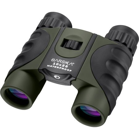 BARSKA Waterproof Compact Binoculars, 10x25, Grn AB12723