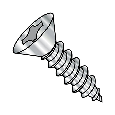 ZORO SELECT Concrete Screw, #12-14 Dia., Flat, 1 1/4 in L, 18-8 Stainless Steel 2000 PK 1220ABPF188