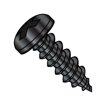 ZORO SELECT Concrete Screw, #8-18 Dia., Pan, 3/8 in L, Steel Black Oxide, 10000 PK 0806ABPPB