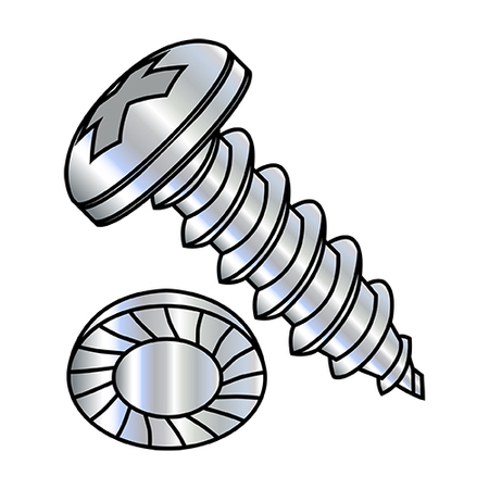 ZORO SELECT Concrete Screw, #12-14 Dia., Pan, 1/2 in L, Steel Zinc Plated, 5000 PK 1208ABPPS