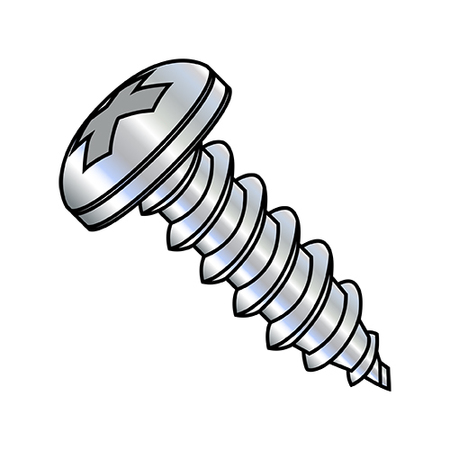 ZORO SELECT Concrete Screw, #8-18 Dia., Pan, 2 1/2 in L, Steel Zinc Plated, 1250 PK 0840ABPP