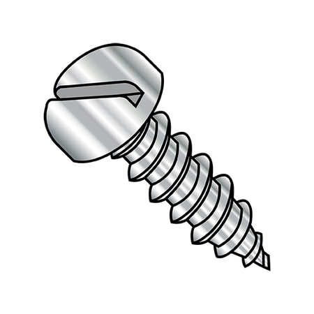 Sheet Metal Screw, #4-24 x 3/8 in, Plain 18-8 Stainless Steel Pan Head  Slotted Drive, 5000 PK