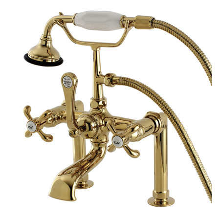 KINGSTON BRASS Deck-Mount Clawfoot Tub Faucet, Polished Brass, Deck Mount AE103T2TX