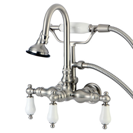 KINGSTON BRASS Wall-Mount Clawfoot Tub Faucet, Brushed Nickel, Tub Wall Mount AE11T8
