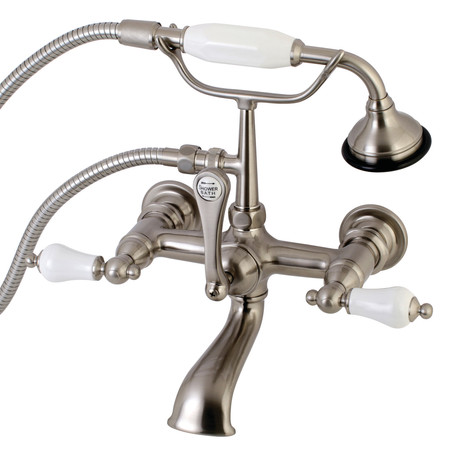 KINGSTON BRASS Wall-Mount Clawfoot Tub Faucet, Brushed Nickel, Tub Wall Mount AE553T8