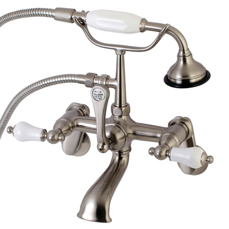 KINGSTON BRASS Wall-Mount Clawfoot Tub Faucet, Brushed Nickel, Tub Wall Mount AE55T8