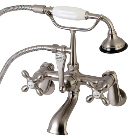 KINGSTON BRASS Wall-Mount Clawfoot Tub Faucet, Brushed Nickel, Tub Wall Mount AE57T8