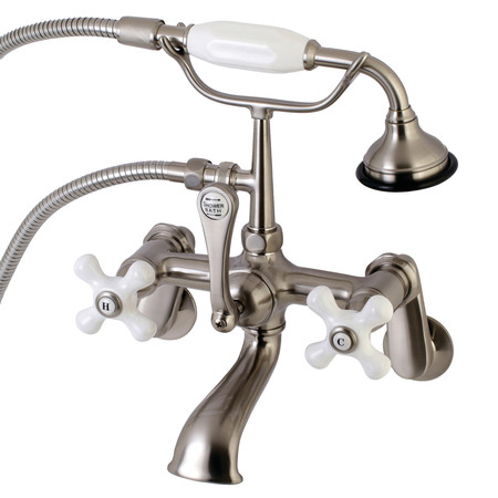 KINGSTON BRASS Wall-Mount Clawfoot Tub Faucet, Brushed Nickel, Tub Wall Mount AE59T8