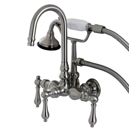 KINGSTON BRASS Wall-Mount Clawfoot Tub Faucet, Brushed Nickel, Tub Wall Mount AE7T8
