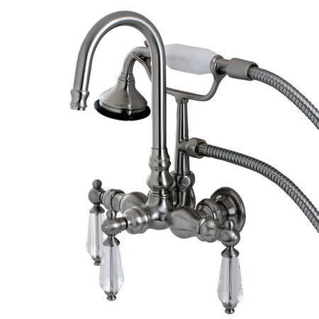 KINGSTON BRASS Wall-Mount Clawfoot Tub Faucet, Brushed Nickel, Tub Wall Mount AE7T8WLL