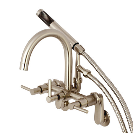 KINGSTON BRASS Wall-Mount Clawfoot Tub Faucet, Brushed Nickel, Tub Wall Mount AE8158DL