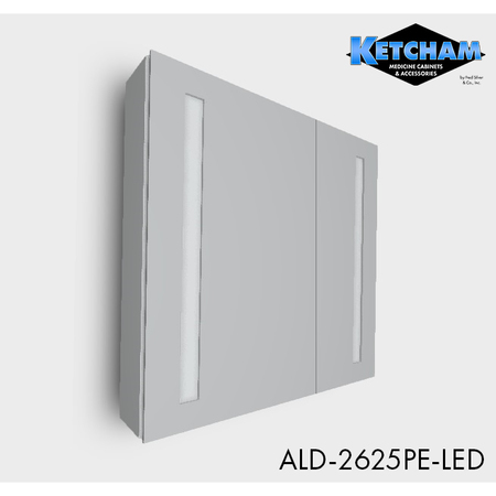 Ketcham 26" x 24" Surface Mounted/Recessed Polished Edge LED Medicine Cabinet ALD-2625-LED