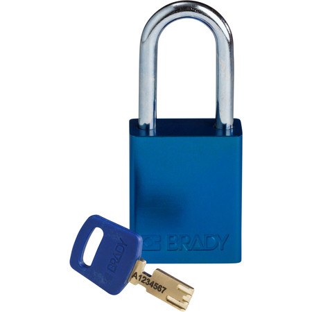 BRADY SAFEKEY Lockout Padlock Aluminum Blue 1.5" Steel ALU-BLU-38ST-KD