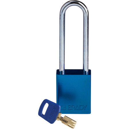 BRADY SAFEKEY Lockout Padlock Aluminum Blue 3.0" Steel ALU-BLU-76ST-KD