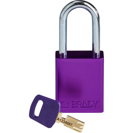 BRADY SAFEKEY Lockout Padlock Aluminum Purple 1.5" Ste ALU-PRP-38ST-KD