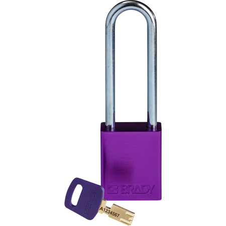 BRADY SAFEKEY Lockout Padlock Aluminum Purple 3.0" Ste ALU-PRP-76ST-KD