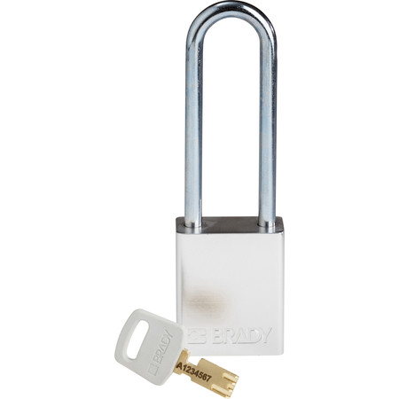 BRADY SAFEKEY Lockout Padlock Aluminum Silver 3.0" Ste ALU-SLV-76ST-KD