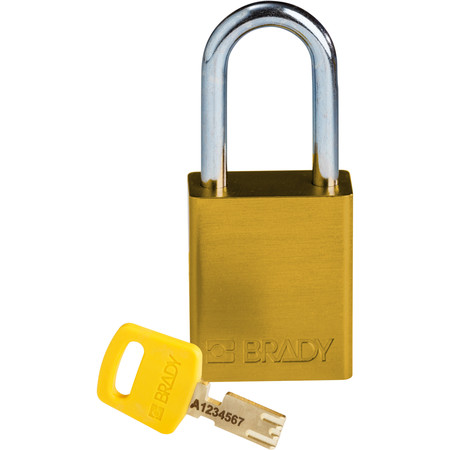 BRADY SAFEKEY Lockout Padlock Aluminum Yellow 1.5" Ste ALU-YLW-38ST-KD