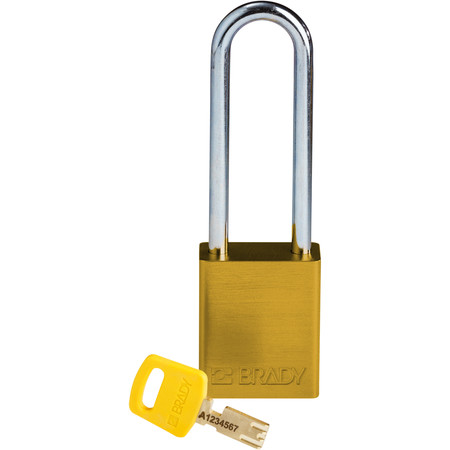 BRADY SAFEKEY Lockout Padlock Aluminum Yellow 3.0" Ste ALU-YLW-76ST-KD