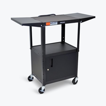 LUXOR Adjustable-Height Steel AV Cart with Cabinet and Drop Leaf AVJ42CDL