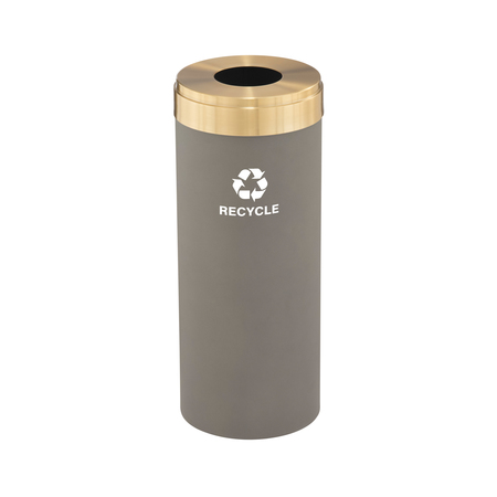GLARO 12 gal Round Recycling Bin, Nickel/Satin Brass B-1232NK-BE-B5