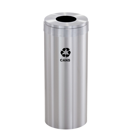 GLARO 12 gal Round Recycling Bin, Satin Aluminum B-1232SA-SA-B4