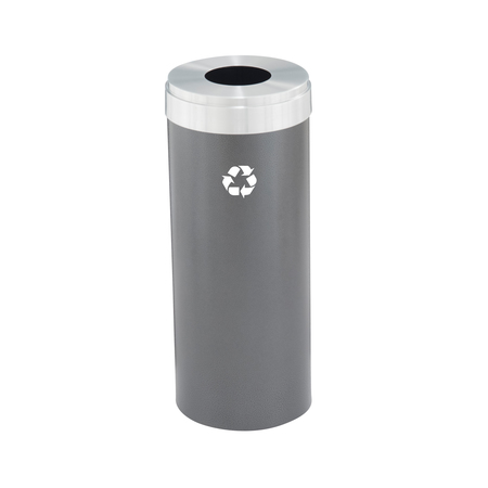 GLARO 12 gal Round Recycling Bin, Silver Vein/Satin Aluminum B-1232SV-SA-B1