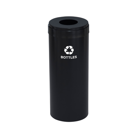 GLARO 15 gal Round Recycling Bin, Satin Black B-1242BK-BK-B3