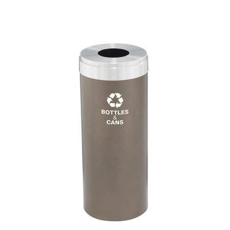 GLARO 15 gal Round Recycling Bin, Bronze Vein/Satin Aluminum B-1242BV-SA-B2