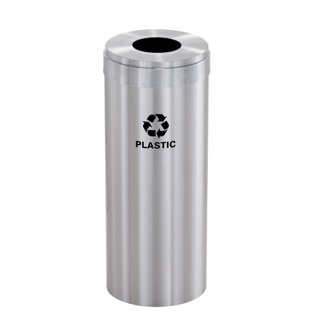 GLARO 15 gal Round Recycling Bin, Satin Aluminum B-1242SA-SA-B7