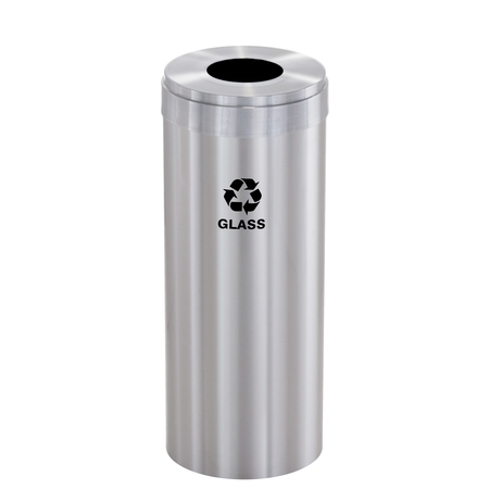 GLARO 15 gal Round Recycling Bin, Satin Aluminum B-1242SA-SA-B8